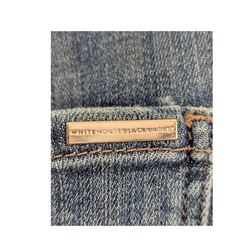 WHBM High Rise Straight Leg Jeans Medium Wash Size 4 Stretch Denim EUC - Picture 4 of 8